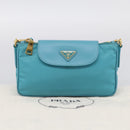 PRADA Chain Shoulder Bag Nylon Blue Gold Auth 215598V-26