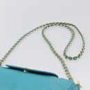 PRADA Chain Shoulder Bag Nylon Blue Gold Auth 215598V-9