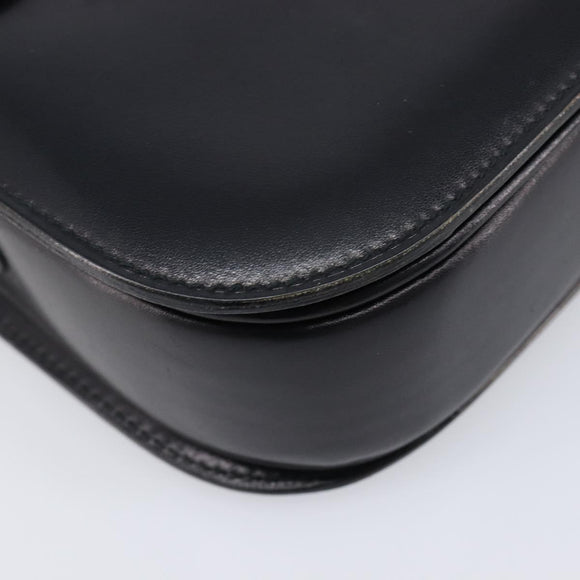 CELINE Horse Carriage Shoulder Bag Leather Black Gold Auth 215599V