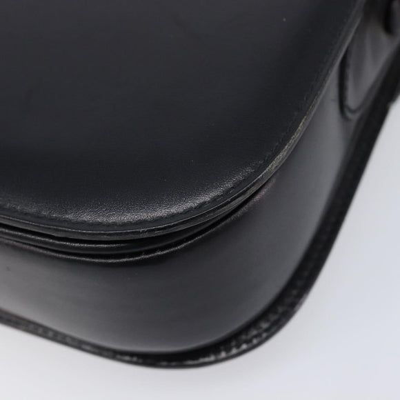 CELINE Horse Carriage Shoulder Bag Leather Black Gold Auth 215599V