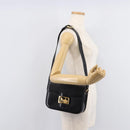 CELINE Horse Carriage Shoulder Bag Leather Black Gold Auth 215599V-26