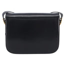CELINE Horse Carriage Shoulder Bag Leather Black Gold Auth 215599V-3