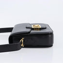 CELINE Horse Carriage Shoulder Bag Leather Black Gold Auth 215599V-5