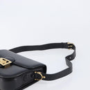 CELINE Horse Carriage Shoulder Bag Leather Black Gold Auth 215599V-8