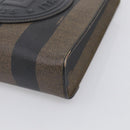 FENDI Pequin Canvas Hand Bag PVC Black Brown Auth 215603-10