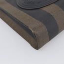 FENDI Pequin Canvas Hand Bag PVC Black Brown Auth 215603-11