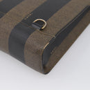 FENDI Pequin Canvas Hand Bag PVC Black Brown Auth 215603-12