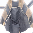 FENDI Pequin Canvas Hand Bag PVC Black Brown Auth 215603-17