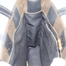 FENDI Pequin Canvas Hand Bag PVC Black Brown Auth 215603-18