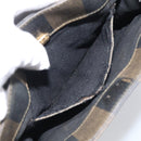 FENDI Pequin Canvas Hand Bag PVC Black Brown Auth 215603-19