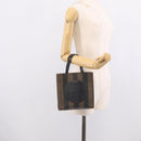 FENDI Pequin Canvas Hand Bag PVC Black Brown Auth 215603-20