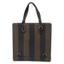 FENDI Pequin Canvas Hand Bag PVC Black Brown Auth 215603-3