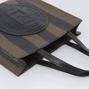 FENDI Pequin Canvas Hand Bag PVC Black Brown Auth 215603-6