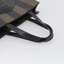 FENDI Pequin Canvas Hand Bag PVC Black Brown Auth 215603-7
