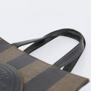 FENDI Pequin Canvas Hand Bag PVC Black Brown Auth 215603-8