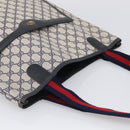 GUCCI GG Supreme Sherry Line Tote Bag PVC Navy Gold 39 02 003 Auth 215608A-6