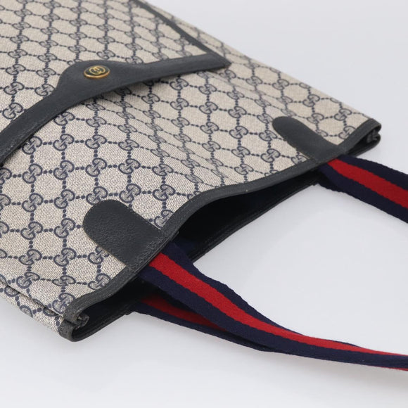 GUCCI GG Supreme Sherry Line Tote Bag PVC Navy Gold 39 02 003 Auth 215608A