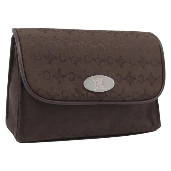 CELINE C Macadam Canvas Pouch Brown Silver Auth 215614