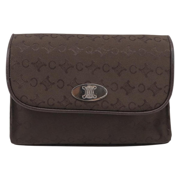 CELINE C Macadam Canvas Pouch Brown Silver Auth 215614