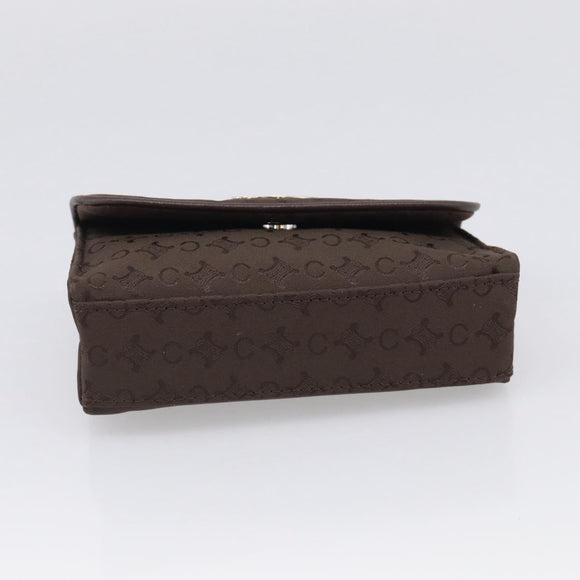 CELINE C Macadam Canvas Pouch Brown Silver Auth 215614