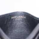 Saint Laurent Cassandra Card Case Leather Black Gold Auth 215617V-13
