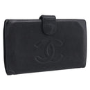 CHANEL Wallet Caviar Skin Black Gold CC Auth 215620-1