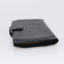 CHANEL Wallet Caviar Skin Black Gold CC Auth 215620-5