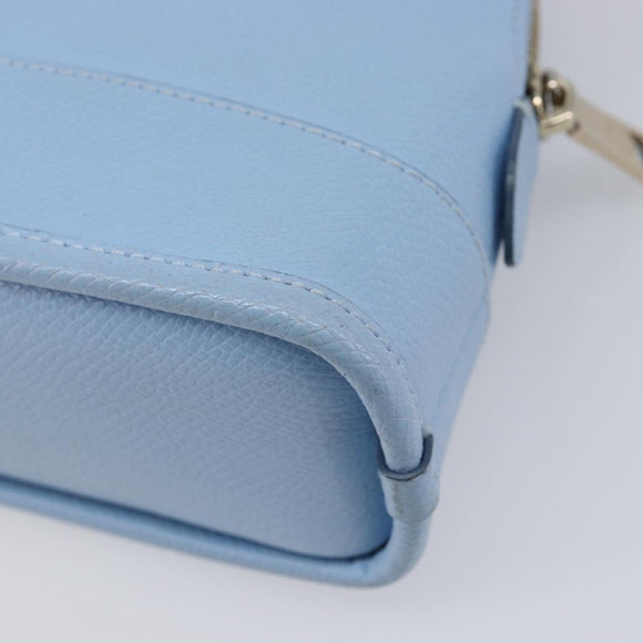 Coach Hand Bag Leather 2way Light Blue Gold Auth 215662A