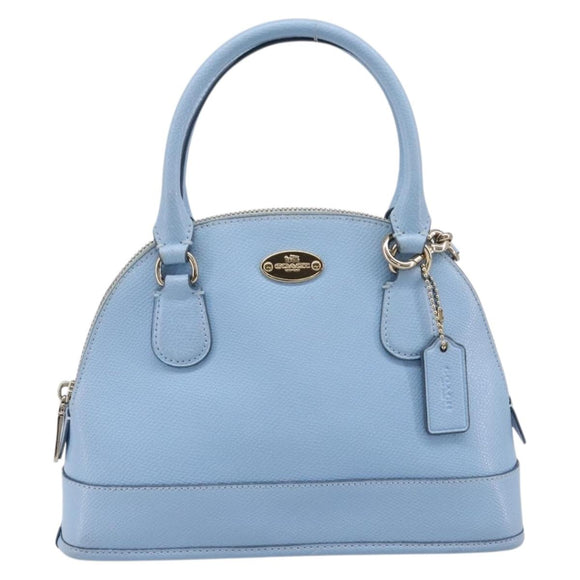 Coach Hand Bag Leather 2way Light Blue Gold Auth 215662A