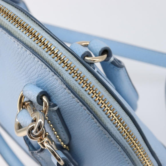 Coach Hand Bag Leather 2way Light Blue Gold Auth 215662A