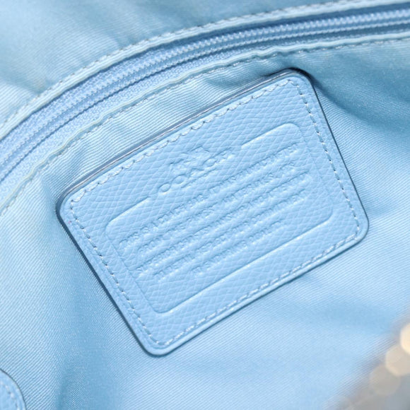 Coach Hand Bag Leather 2way Light Blue Gold Auth 215662A