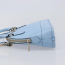 Coach Hand Bag Leather 2way Light Blue Gold Auth 215662A-5