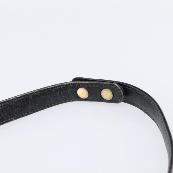 GUCCI Shoulder Bag Leather Black Gold Auth 215668