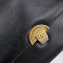 GUCCI Shoulder Bag Leather Black Gold Auth 215668-18