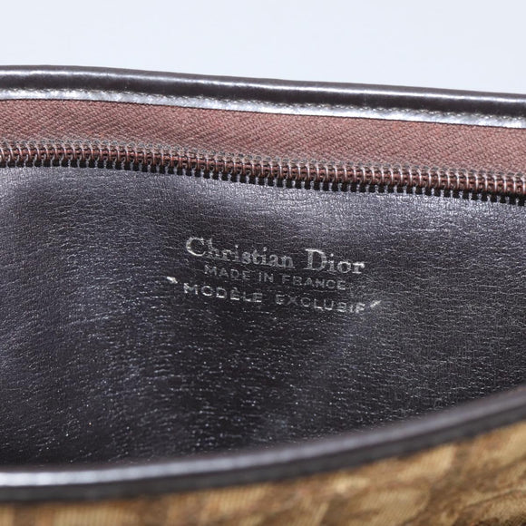 Christian Dior Trotter Canvas Shoulder Bag Beige Gold Auth 215669