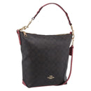 Coach Shoulder Bag Leather 2way Brown Gold Auth 215673A-1