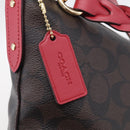 Coach Shoulder Bag Leather 2way Brown Gold Auth 215673A-16