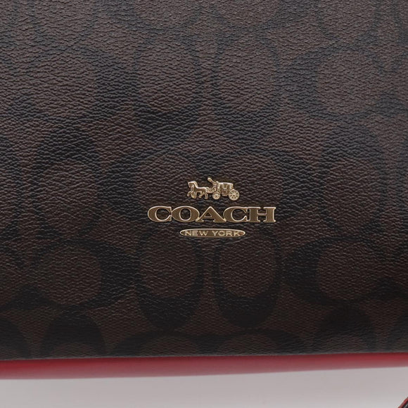 Coach Shoulder Bag Leather 2way Brown Gold Auth 215673A