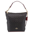 Coach Shoulder Bag Leather 2way Brown Gold Auth 215673A-2