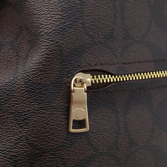 Coach Shoulder Bag Leather 2way Brown Gold Auth 215673A