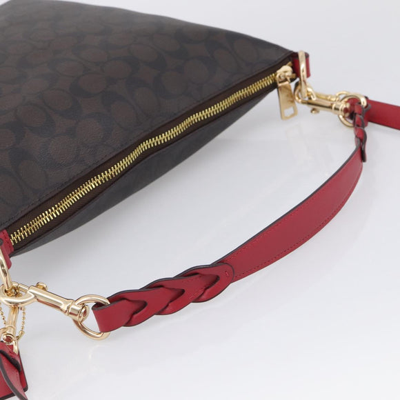 Coach Shoulder Bag Leather 2way Brown Gold Auth 215673A