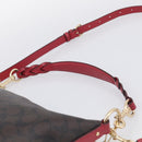 Coach Shoulder Bag Leather 2way Brown Gold Auth 215673A-8