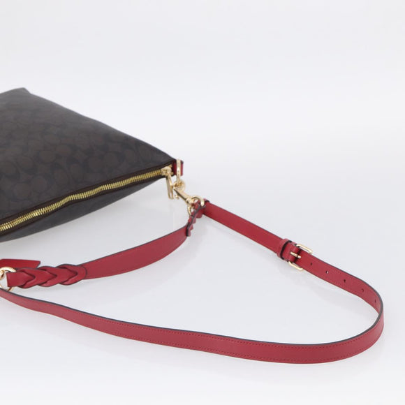 Coach Shoulder Bag Leather 2way Brown Gold Auth 215673A
