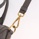 PRADA Vitter Shine Hand Bag Leather 2way Gray Gold Auth 215685V-11