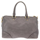 PRADA Vitter Shine Hand Bag Leather 2way Gray Gold Auth 215685V-3