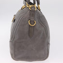 PRADA Vitter Shine Hand Bag Leather 2way Gray Gold Auth 215685V-4