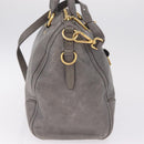 PRADA Vitter Shine Hand Bag Leather 2way Gray Gold Auth 215685V-5