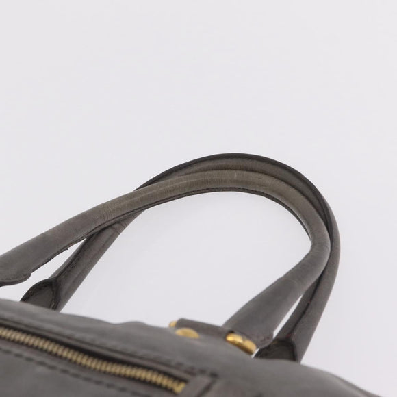 PRADA Vitter Shine Hand Bag Leather 2way Gray Gold Auth 215685V