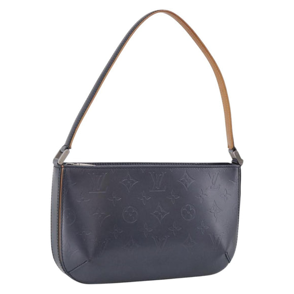 LOUIS VUITTON Monogram Mat Fowler Hand Bag Navy M55145 LV Auth 215690A