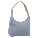 PRADA Accessory Pouch Nylon Light Blue Silver Auth 215692A-1